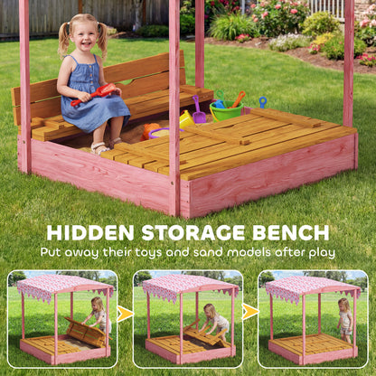 AIYAPLAY Wooden Sandbox with Lid in Pink