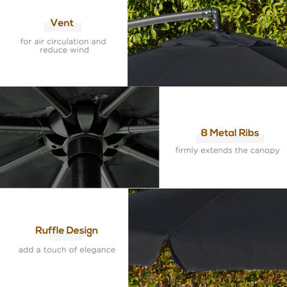 Outsunny 2.7m Garden Banana Parasol Cantilever Umbrella in Black
