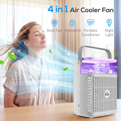 HOMCOM Air Cooler with Adjustable Head in Grey