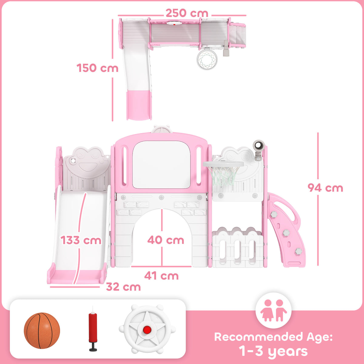 AIYAPLAY 7 in 1 Toddler Slide Set in Pink