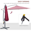 Outsunny 3m Water Resistant Terylene Hanging Parasol Wine Red