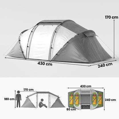 Outsunny 4 Man UV Protection Camping Tent in Charcoal Grey and White