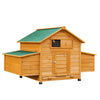PawHut Wooden Chicken Coop with Nesting Boxes, Tray, for 2-4 Chickens, Yellow