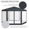 Outsunny 4M Hexagon Gazebo, Netting Party Tent, Patio Canopy Outdoor Event Shelter for Activities, Shade Resistant, Dark Grey