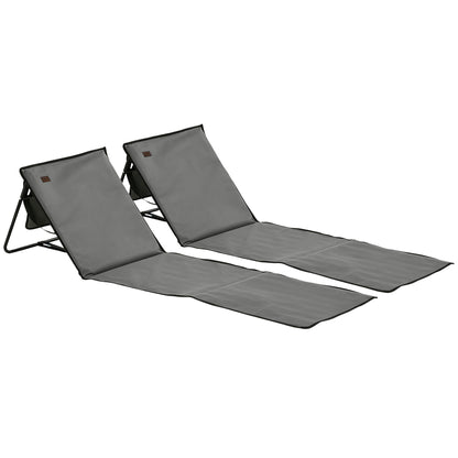 Outsunny Set of 2 Foldable Garden Beach Chair Mat in Black and Grey