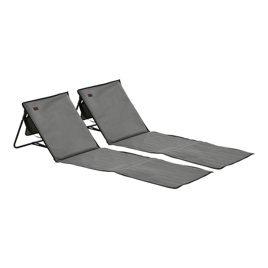 Outsunny Set of 2 Foldable Garden Beach Chair Mat in Black and Grey