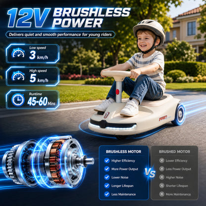 AIYAPLAY 12V Electric Wiggle Car with Pedal in White