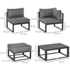 Outsunny Garden Daybed, 6 Piece Outdoor Sectional Sofa Set, Aluminum Patio Conversation Furniture Set with Coffee Table, Footstool and Cushions, Grey