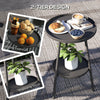 Outsunny Two-Tier Metal Garden Table - Black