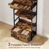 HOMCOM Industrial Style Bookcase, with 4 Shelves and 3 Fabric Drawers - Brown/Black