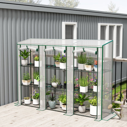 Outsunny 46 x 215 cm Nine-Shelf Greenhouse - White