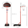 HOMCOM Basketball Hoop Outdoor, Portable Basketball Hoop and Stand with Weighted Base, Portable on Wheels, 1.55-2.1m, for Teens, Juniors, Adults, Black