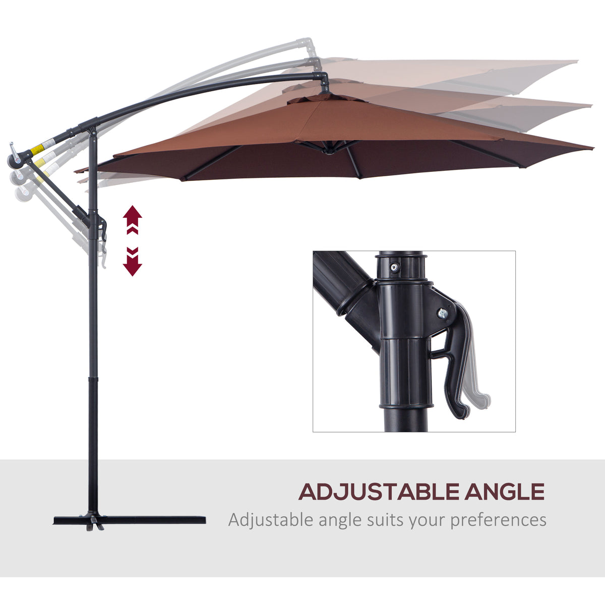 Outsunny Hanging Umbrella Parasol in Coffee