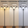 HOMCOM Arc Tree Floor Lamp with 3 Adjustable Rotating Lights and 3000K/4500K/6500K Colour Temperatures, Industrial Standing Lamp with Steel Frame for Bedroom Living Room, 155cm, Black