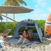 Outsunny 2-3 Person Pop Up Beach Tent, UPF15+ Sun Shelter with Extended Floor, Sandbags, Mesh Windows and Carry Bag, Light Blue