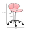 HOMCOM Adjustable Rolling Swivel Beauty Salon Chair, Stool for Spa, Pink