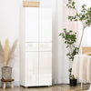 HOMCOM 4-Door Kitchen Cupboard, Tall Freestanding 5-Tier Storage Cabinet with 3 Adjustable Shelves, 2 Drawers for Living Room, Dining Room, Push to Open Design, High Gloss White