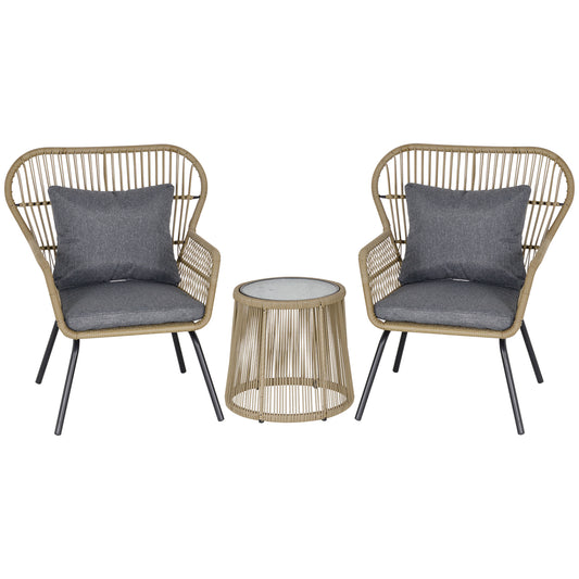 Outsunny 3 Pieces Rattan Bistro Set in Coffee