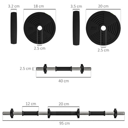 SPORTNOW Adjustable Weight Barbell & Dumbbells Set Free Weights Strength Muscle Exercise Home Gym Training, Black and Green