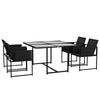 Outsunny 5 Piece Garden Dining Set with Breathable Mesh Seat, Adjustable Backrest, Tempered Glass Table Top for Patio, Black