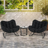 Indoor Outdoor Rocking Chair Oversized Egg Papasan Chair-Black