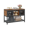 Industrial Entryway Table with Storage Sideboard Buffet Cabinet with 2 Metal Mesh Doors-Rustic Brown