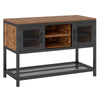Industrial Entryway Table with Storage Sideboard Buffet Cabinet with 2 Metal Mesh Doors-Rustic Brown