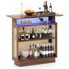 Industrial Home Bar Unit with RGB LED Light and App Control for Kitchen Living Room-Brown