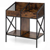 Industrial Magazine Books Record Holder with Metal Frame and Anti-tip Kits Holds up to 250 Albums-Rustic Brown
