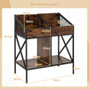 Industrial Magazine Books Record Holder with Metal Frame and Anti-tip Kits Holds up to 250 Albums-Rustic Brown