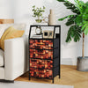 Industrial Nightstand Tall Dresser with 4 Fabric Drawers-Brown