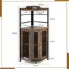 Industrial Corner Bar Wine Cabinet with Metal Mesh Doors and Adjustable Shelf-Brown