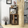 Industrial Corner Bar Wine Cabinet with Metal Mesh Doors and Adjustable Shelf-Brown