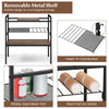 Sofa Side Table with Removable Panel and Mesh Shelf-Rustic Brown