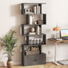 Industrial S-Shaped 5-tier Bookcase with Cabinet-Grey