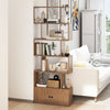 Industrial S-Shaped 5-tier Bookcase with Cabinet-Natural