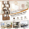 Industrial S-Shaped 5-tier Bookcase with Cabinet-Natural