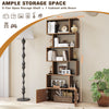Industrial S-Shaped 5-tier Bookcase with Cabinet-Natural