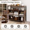 Sideboard Storage Cabinet with Slatted Door and 3 Adjustable Shelves-Rustic Brown
