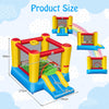 Inflatable Bounce House Kids Castle Slide Bouncer with Basketball Rim Indoor Outdoor Jumping Castle