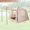 Inflatable Camping Tent for 2-4 Person with Pump and Carry Bag Easy Setup-Khaki