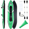 Inflatable Kayak 2 Person with Aluminum Paddles and Hand Pump-Green