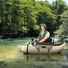 Inflatable Fishing Float Tube with Pump, Paddle, Storage Pockets-Beige