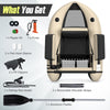Inflatable Fishing Float Tube with Pump, Paddle, Storage Pockets-Beige