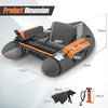 Inflatable Fishing Float Tube with Pump, Paddle, Storage Pockets-Grey