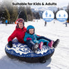 Inflatable Snow Tube Heavy-duty Snow Sledding Tube with Detachable Tow Strap-Blue