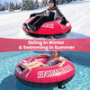Inflatable Snow Tube Heavy-duty Snow Sledding Tube with Detachable Tow Strap-Pink