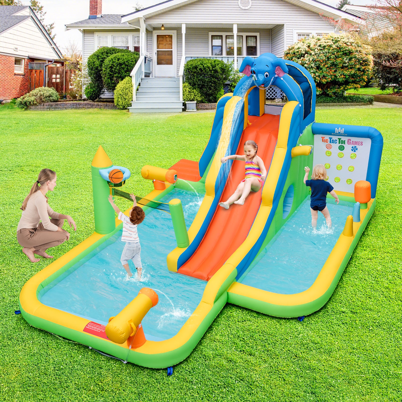 Inflatable Water Slide Giant Water Park for Kids Backyard Fun