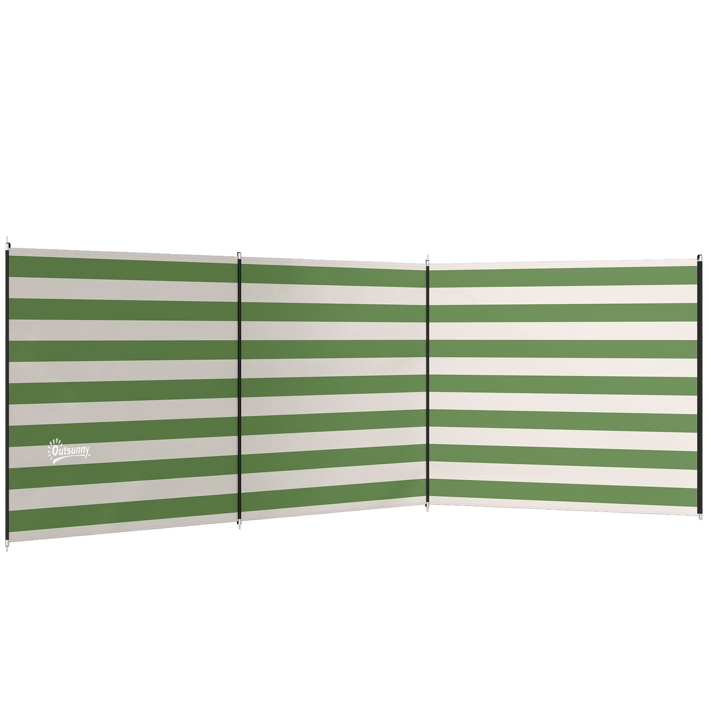 Outsunny 4 Pole Camping Windbreaks, Beach Wind Shield Shelter with Carry Bag and Steel Poles, 540cm x 150cm, Army Green