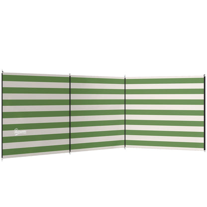 Outsunny 4 Pole Camping Windbreaks, Beach Wind Shield Shelter with Carry Bag and Steel Poles, 540cm x 150cm, Army Green